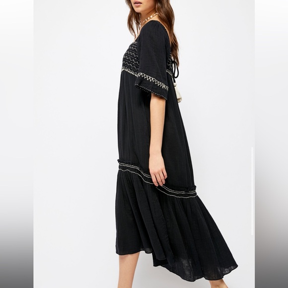 Free People I’m the One Maxi Dress Smocked Tassel Embroidered Flowy - Picture 3 of 15